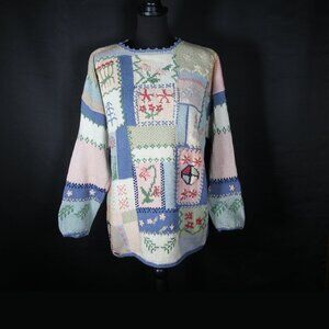 Floral Patchwork Pullover by Heirloom Collectible®,  Size - Medium